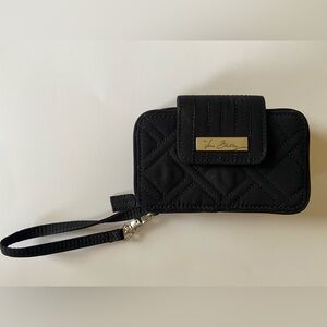 VERA BRADLEY Quilted Wristlet Wallet Black Zip Around Closure 6" x 4 "